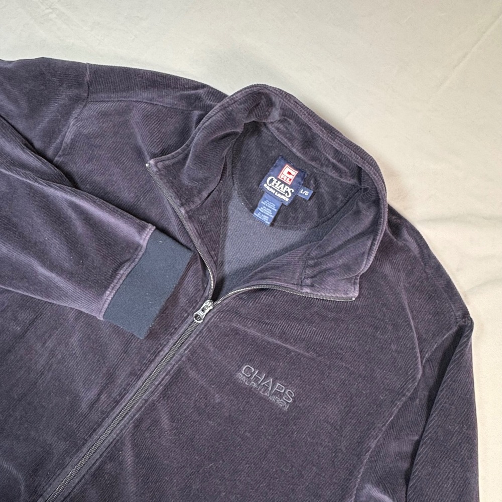 Vintage Chaps Ralph Lauren Corduroy Track Jacket Mens L Navy Blue Full Zip 90s